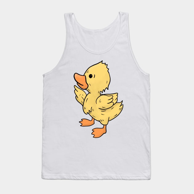 Duckling hand drawn looking to the left yellow Tank Top by Mesyo